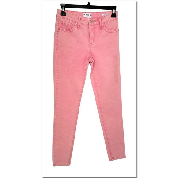 FRAYED Jordan Midrise Ankle Skinny Pink Jeans Size 00/24 RARE FIND Rare Color - Picture 1 of 13